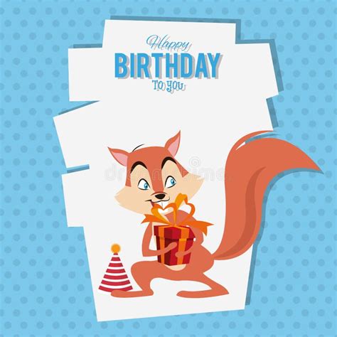 Happy Birthday To You Squirrel Cartoon Stock Vector Illustration Of