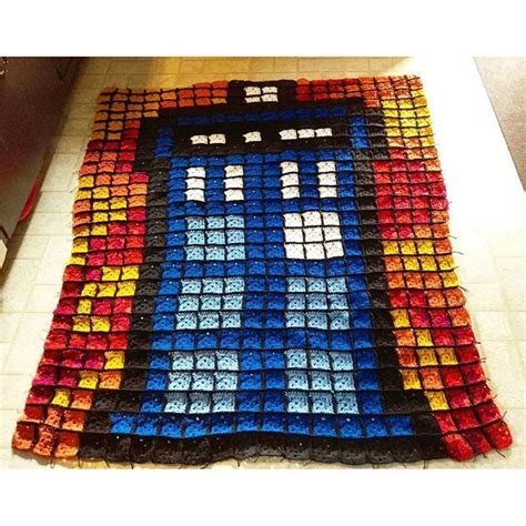 8bit Tardis Doctor Who Crochet Afghan 520 Squares By