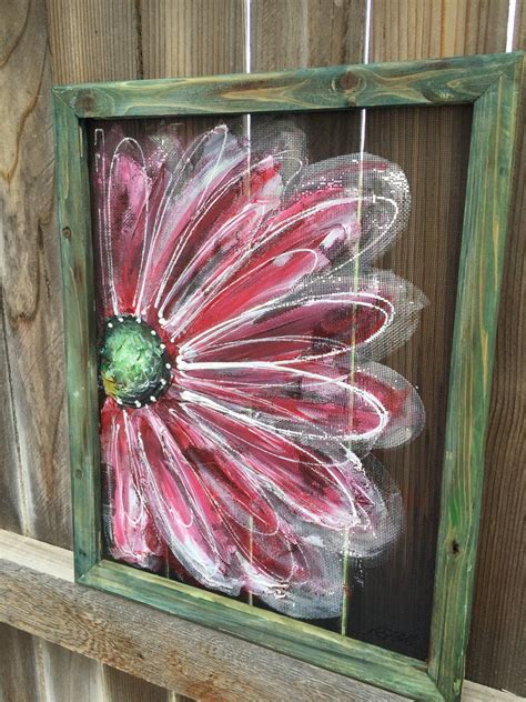 Made To Order Recycle Screen Hand Painting Flower Art Repurposed