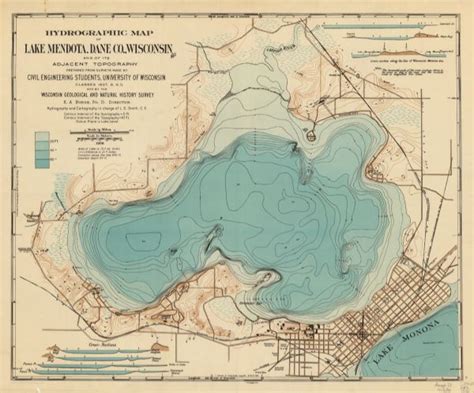 Hydrographic Map Of Lake Mendota Dane County Wisconsin Map Or Atlas