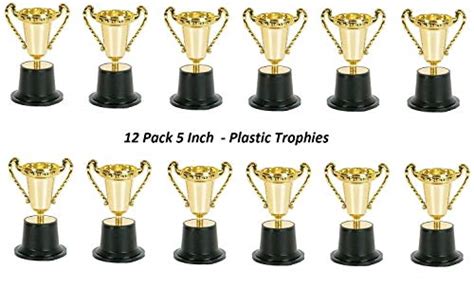 Kicko Plastic Trophies 12 Pack 5 Inch Golden Metallic Bulk