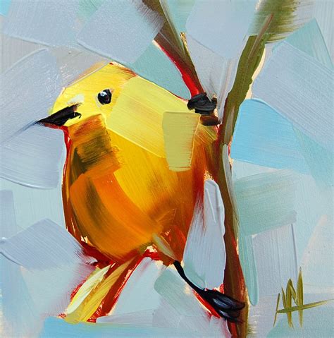 Yellow Warbler No 41 Original Bird Oil Painting By Angela