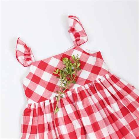 Little Girls Red And White Buffalo Plaid Cotton Dress Cuteheads