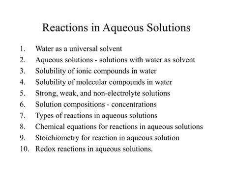 Chapter 4 Reactions In Aqueous Solutions