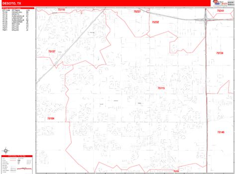 Desoto Texas Zip Code Wall Map Red Line Style By Marketmaps Mapsales