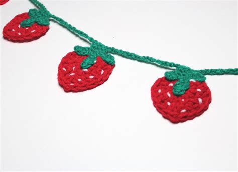 Strawberry Garland Crochet Bunting Summer Party Decoration Etsy