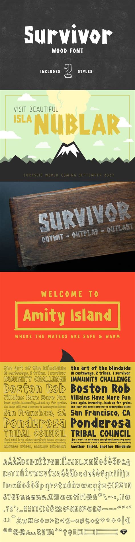 Survivor Wood Font Display Fonts Jurassic World Survivor