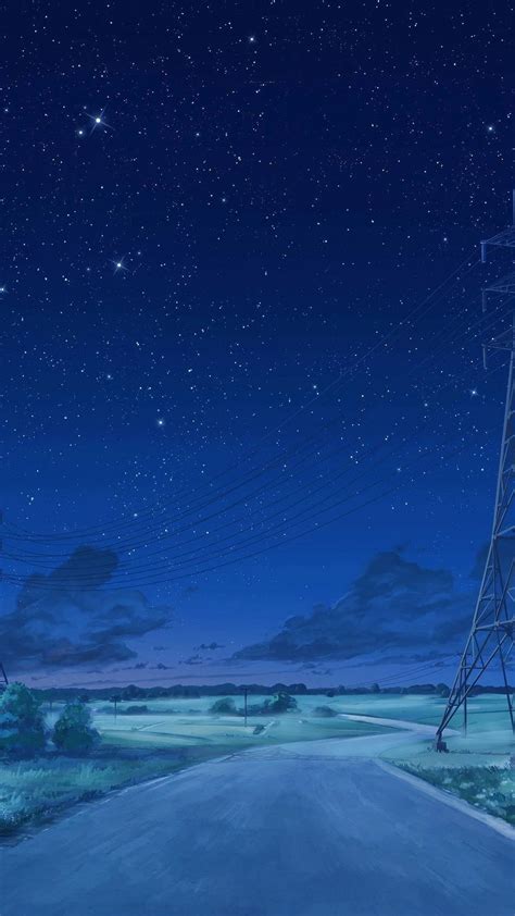 Night Anime Scenery Wallpaper Iphone Anime Cityscape Landscape Stars