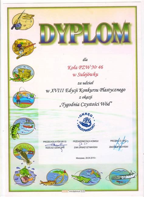 Dyplom Konkurs Plastyczny Tydzień Czystości Wód