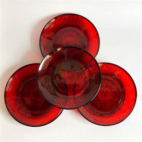 Vintage Ruby Red Salad Lunch Plates Luncheon Plate Luminarc Etsy