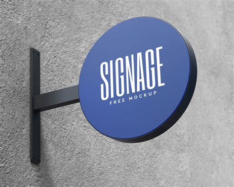 Free Round Wall Mounted Signage Mockup Psd Set Good Mockups