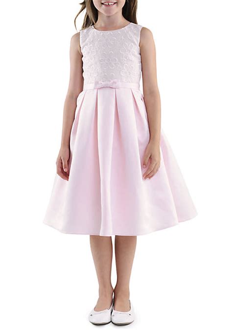 Us Angels Sleeveless Embroidered Organza Bodice And Satin Box Pleat Skirt Flower Girl Dress