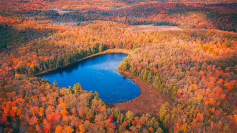 Aerial View Of Fall Forest Heart Shaped Lake Hd Nature Wallpapers Hd