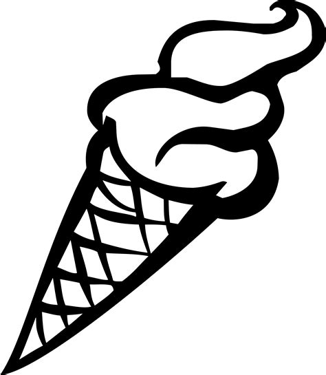 Food Ice Cream Cone Eis Black White Line Art Scalable Vector