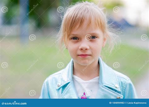Close Up Portrait Of Young 6 7 Year Old Girl Girl 7 Years Old Outdoors
