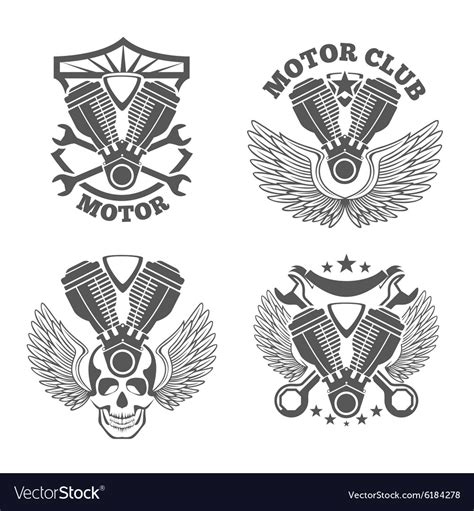 Vintage Motorcycle Labels Badges Motorbike Vector Image