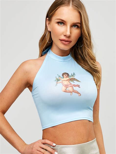 Graphic Crop Tops Hot Sex Picture