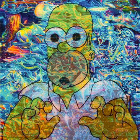 Homer Simpson In Acidland Blotter Art Psychedelic Perforated Lsd