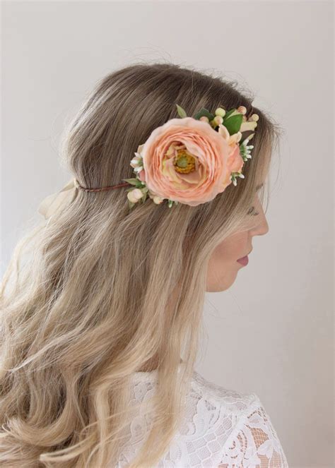 coral flower crown wedding crown floral headband pastel flower crown wedding headpiece