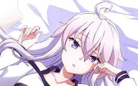 Anime Girl With White Hair And Purple Eyes