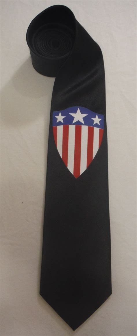 Captain America Original Shield Tie Mens Necktie Mens Neck Ties