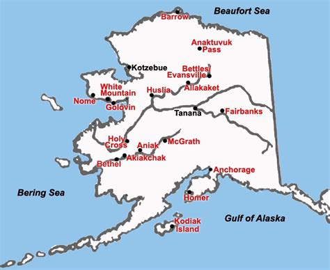 Map Of Alaska Community Health Aide Interview Locations Project Jukebox