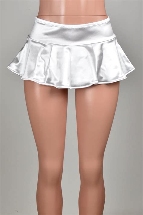 White Stretch Satin Micro Mini Skirt Mini Skirts Micro Mini Skirt White Mini Skirt