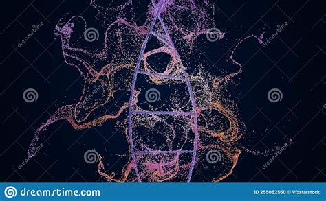 3d Illustration Of A Light Purple Dna Chain On A Black Background With