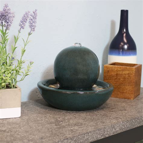 Sunnydaze Indor Tabletop Fountain Orb Design Ceramic Interior Water