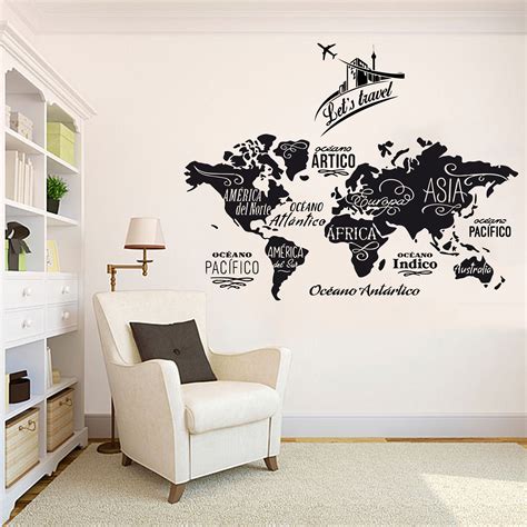 World Map Wall Decor Travel Agency Decoration World Map Etsy
