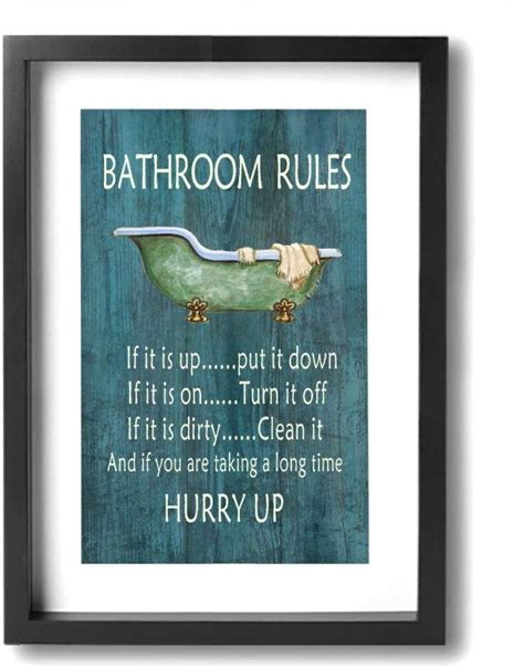 Art Logo Vintage Style Bathroom Rules Bathtub Shower Canvas
