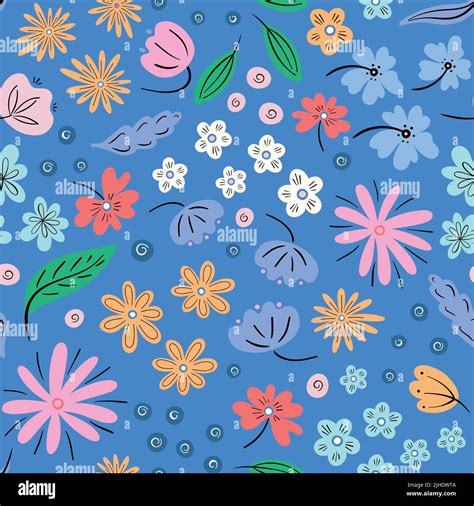 Flower Pattern Background Vector Trendy Seamless Repeat Design Of Hand