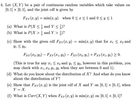 solved 4 let x y be a pair of continuous random variables