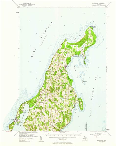 Northport Michigan Topographic Map 1957 Etsy