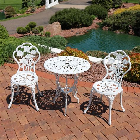 Small Modern Outdoor Bistro Set Table And Chairs Garden Patio Lawn