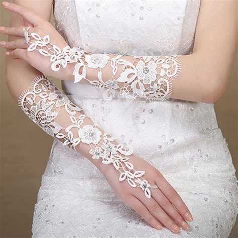 hot fashion luxury lace princess gloves fashion female long design white long gloves in women s