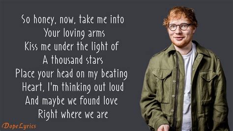 Смотрите другие слова песен ed sheeran на bravolyrics.ru. Ed Sheeran - Thinking Out Loud (Lyrics) - YouTube
