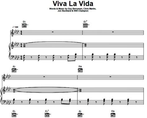 Coldplay Viva La Vida Free Sheet Music Pdf For Piano The Piano Notes