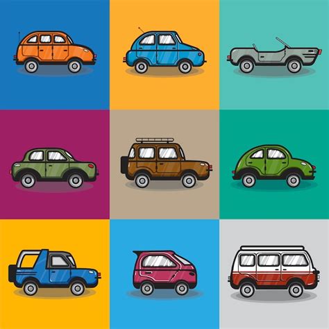 Free Vector Collection Of Cars And Trucks Illustration
