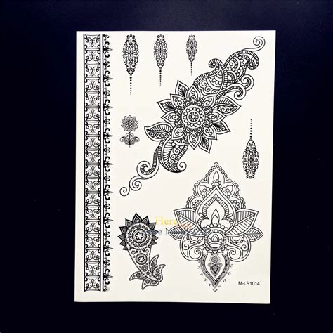 1pc Fashion Waterproof Tattoo Black Henna Mehndi Flower Arm Decal Temporary Jewel Tattoo Sticker