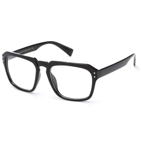 ig unisex vintage clark kent oversized geek squared frame clear lens fashion glasses in black