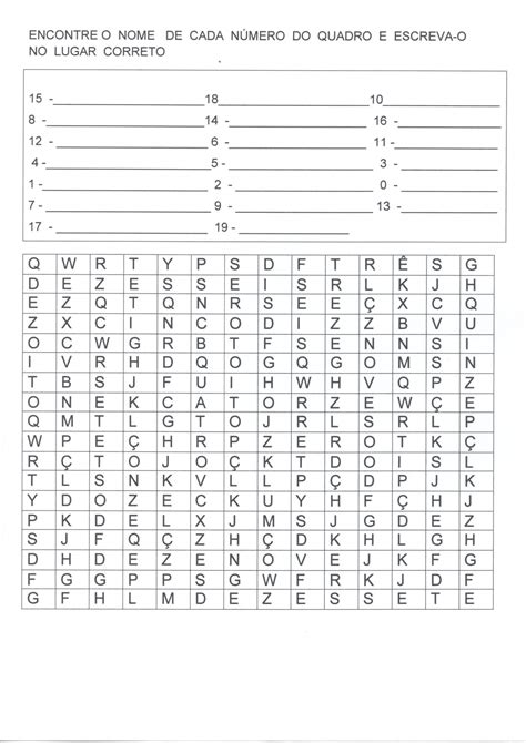 Caça Palavras Numerais Por Extenso · Alfabetização Blog