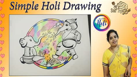 Easy Holi Drawing With Pencil Colour Step By Step Holi Drawing For