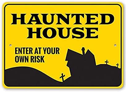 Haunted House Enter At Your Own Risk Halloween Welcome Sign Halloween