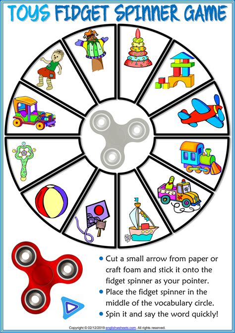 Solution Toys Vocabulary Esl Printable Fidget Spinner Game For Kids