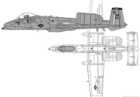 Fairchild Republic A 10 Thunderbolt Ii Warthog Drawings Dimensions