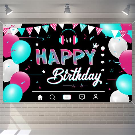 Buy Tik Tok Backdrop Birthday Party Decorations 180cm X 110cm Large