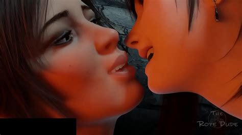 Lara Croft And Tifa French Kiss
