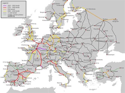 Map Of Europe High Speed Trains 88 World Maps