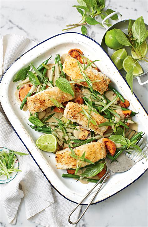 Simple and flavorful thai green curry recipe served with steamed, seasonal vegetables. Coconut-crusted fish with Thai green curry vegetables ...